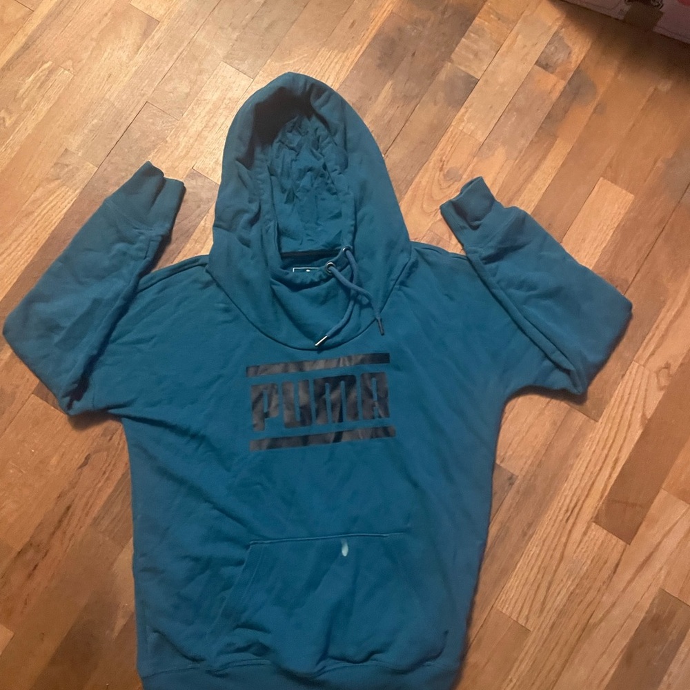 PUMA Refresh Hoodie - Teal Blue Corsair Crossover High Neck Pullover - Size smal